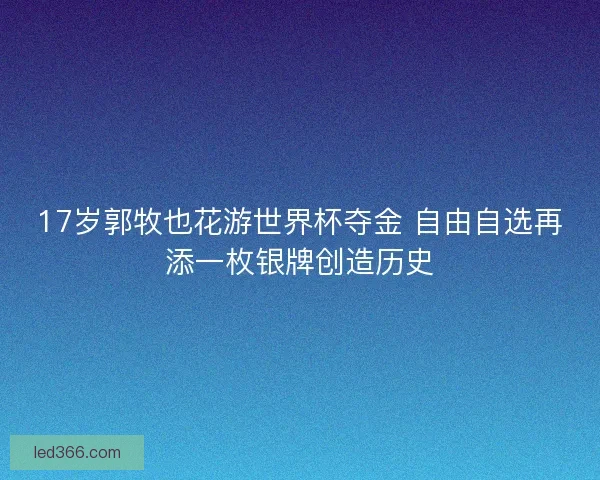 17岁郭牧也花游世界杯夺金 自由自选再添一枚银牌创造历史